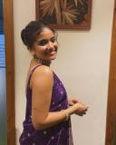 anna-ben-in-her-mothers-violet-pattu-saree-photos