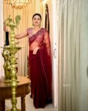 actress-anusree-in-maroon-net-saree-photos-002