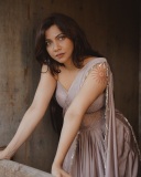 madonna-sebastian-in-light-coffee-colour-saree-photos