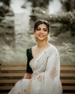 madonna sebastian latest saree images 02