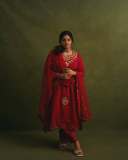 manjima-mohan-in-blood-red-party-wear-churidar-ideas-photos-005