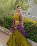 namitha-pramod-in-olive-green-lehenga-with-purple-dupatta-photos-008