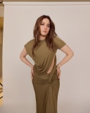 tamanna-in-Khaki-color-Twisted-Lever-Tee-Dress-photos-001