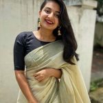 Actress esther anil new photo shoot in kerala saree 003