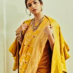 keerthy suresh latest photoshoot in golden yellow saree 007