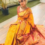 namitha pramod yellow colour saree images