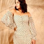 wamiqa gabbi new photos in dot printed off shoulder dress