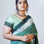 Sanusha Santhosh photoshoot in multi shaded dyed saree 008