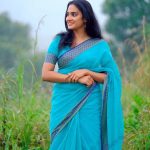 aditi ravi latest photos in blue saree 003