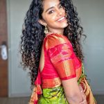 Actress Anupama Parameswaran pattu saree look photos 002