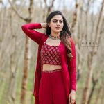 anusree photoshoot in burgundy red shade dress.webp 008