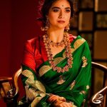 keerthi suresh new green pattu saree and red blouse photos 003