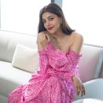 kajal aggarwal in off shoulder pink dress