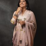 aparna balamurali in Black Lilies On Lilac Silk Kurta photos