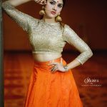 gayathri suresh in orange skirt and top look 001