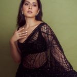 raashi khanna in black net saree photos latest 001