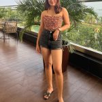 saniya iyappan in shorts and top