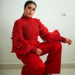 shamna kasim wearing red jumpsuit photos 008