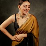 hansika motwani in black and gold saree 005