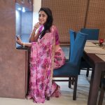 kaniha in floral chiffon saree