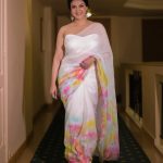 honey rose in off shoulder blouse and saree 001