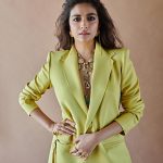 keerthi suresh in pista green suit