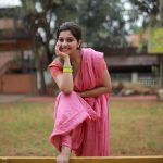 niranjana anoop in pink saree photos 003