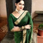 swasika in green pattu saree