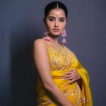 anupama parameswaran yellow saree 003