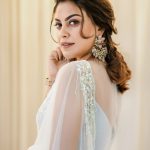 anusree in white net saree photoshoot 001