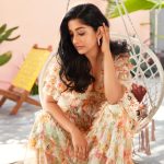 meera jasmine in flower print v neck gown photos 002