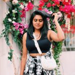 nimisha sajayan latest photos in black overlay