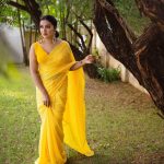 mareena michael kurisingal in yellow saree photos 006