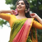 niranjana anoop in multicolor saree photos 001