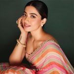 rashmika mandanna in multi coloured striped saree and blouse 001