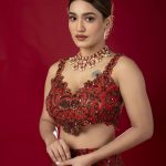 saniya iyappan in red fish cut lehenga photos 003