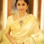 meera jasmine in golden colour saree with matching blouse 005