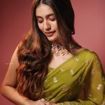 priya prakash varrier in green saree photos