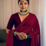 durga krishna in beetroot colour velvet lehenga dress photos 009