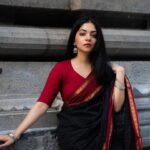 ahaana krishna in black saree with maroon blouse photos 004