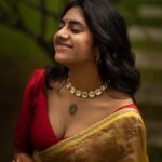 nimisha sajayan latest photos in yellow saree with red blouse by Salt Studio 004