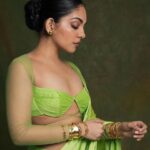 ahaana krishna latest photos in green saree by KALAAKAARI