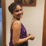 anna ben in her mother’s violet pattu saree photos