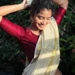 anupama parameswaran in set saree with maroon blouse photos 003