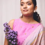 anna ben in purple colour saree with blouse photos 001