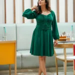 aditi ravi in green short dress images