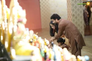 Neeraj Madhav with family at kalyan navratri celebration 2024 photos