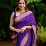 aditi ravi in violet pattu saree photos 002