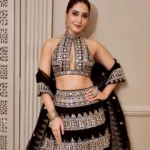 raashi khanna in black heavy work lehenga dress photos 002