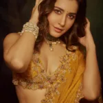 rashi khanna in golden colour high neck lehenga photos 006